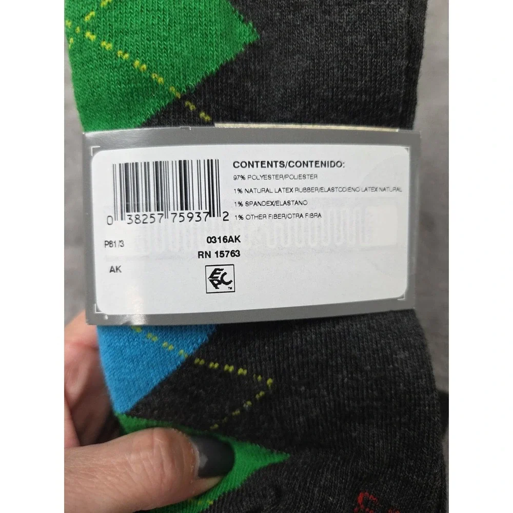 Hanes Premium Men's Dress Crew Sock Shoe Size 6-12 Argyle Stripe Geo‎ 3-Pairs
